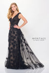 Formal Dresses Long Formal Detachable Train Evening Dress Black/Nude