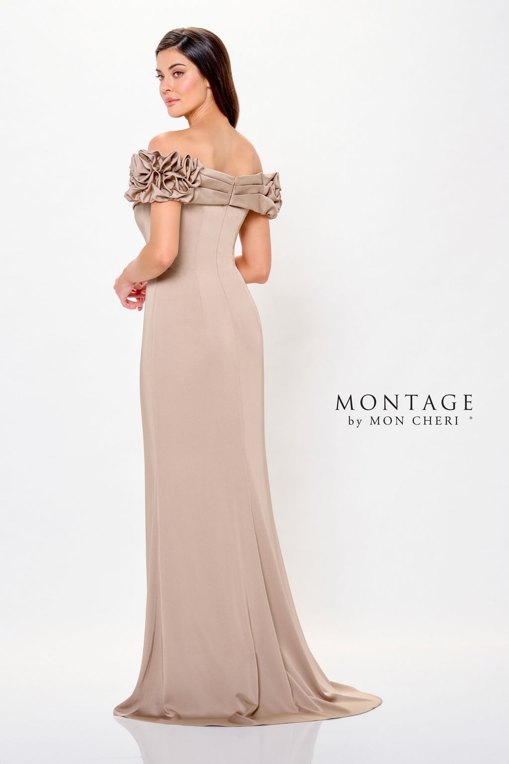 Formal Dresses Pleated Long Formal Beaded Evening Dress Latte