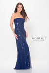 Prom Dresses Long Beaded Formal Floral Pattern Prom Dress Navy Blue