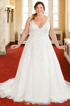 Wedding Dresses A Line Long Floral Lace Applique Wedding Dress Ivory