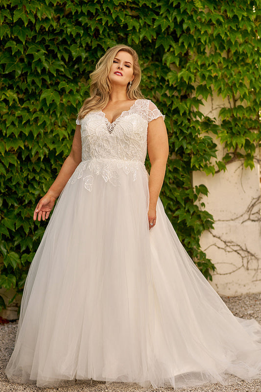 Wedding Dresses Bridal Long A Line Sequin Plus Size Wedding Dress Ivory