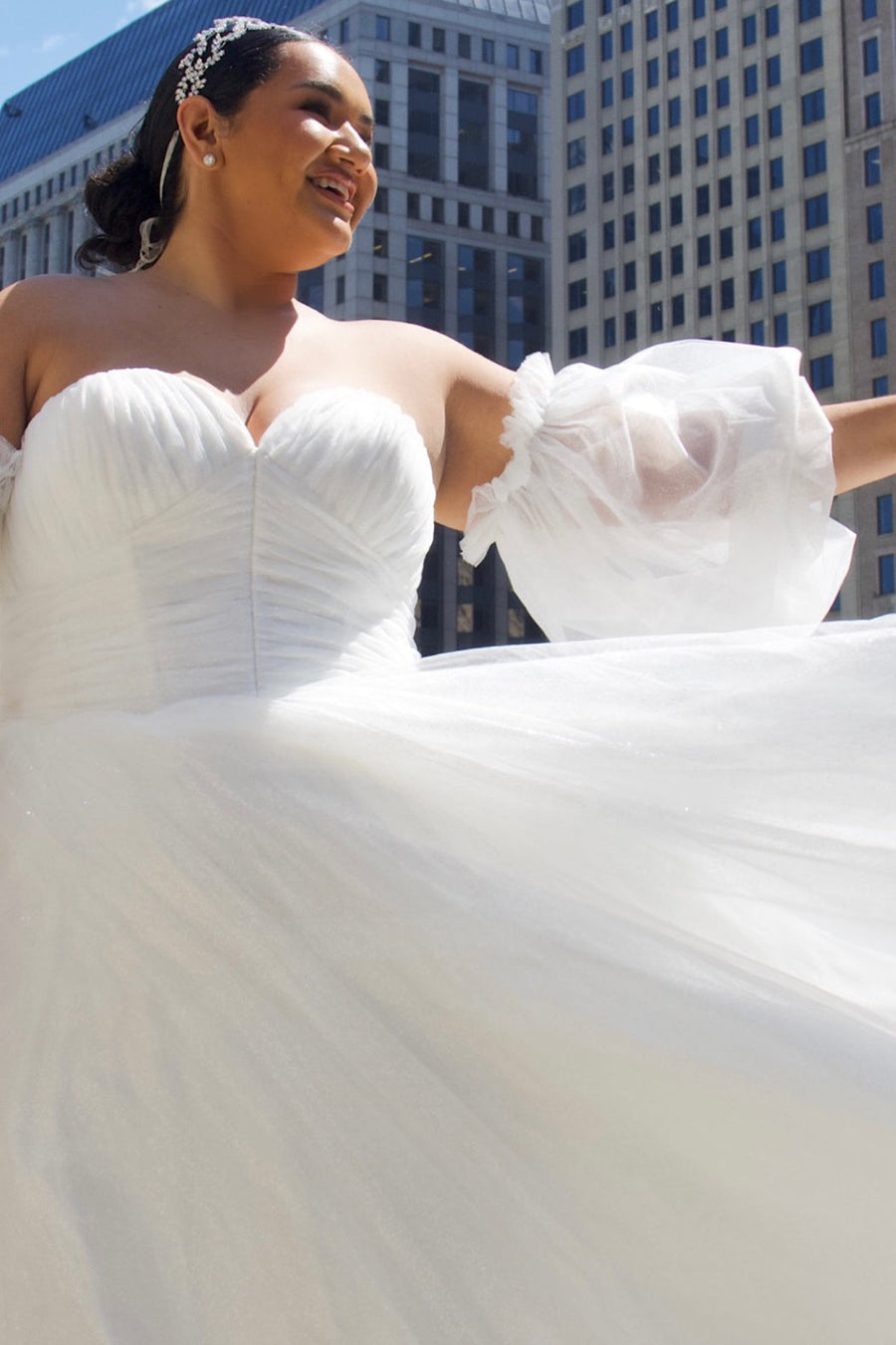 Wedding Dresses Ball Gown Long Pleated Plus Size Glitter Wedding Dress  Ivory