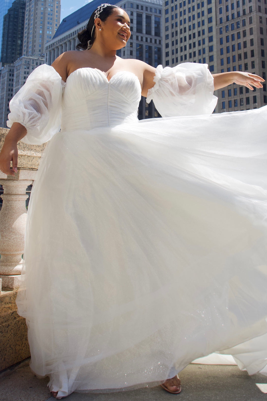 Wedding Dresses Ball Gown Long Pleated Plus Size Glitter Wedding Dress  Ivory