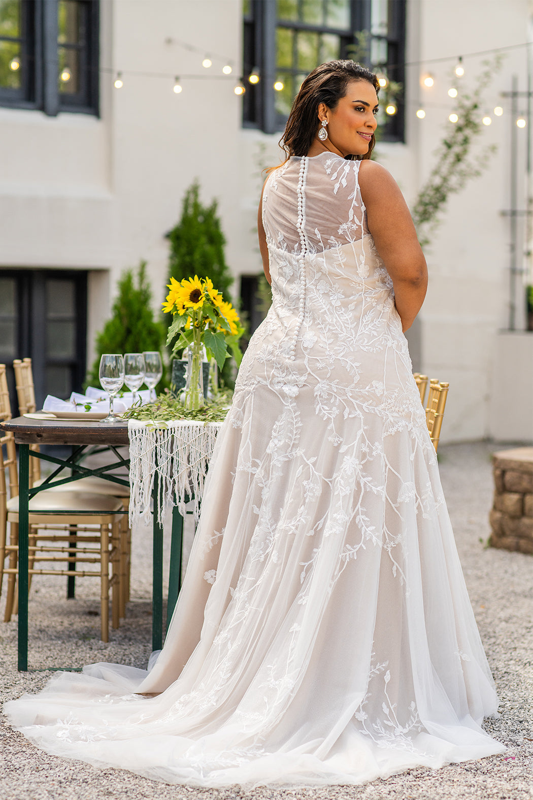 Wedding Dresses Long Plus Size Glitter Lace Wedding Dress Ivory/Ivory