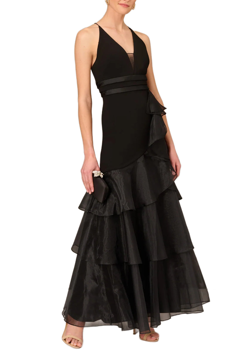 Prom Dresses Long Ruffle Formal Prom Dress BLACK