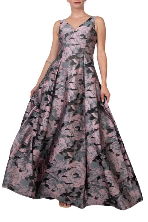 Formal Dresses Pleated Long Formal Printed Dress Pink Green Multi