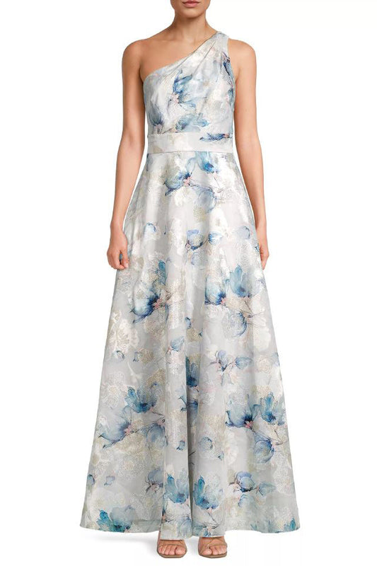 Formal Dresses Formal Long A Line Floral Print Evening Dress Blue Multi