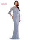Mother of the Bride Dresses Mother of the Bride Quarter Sleeve Beaded Mesh Dress Slate Blue