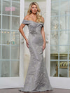 Mother of the Bride Dresses Mother of the Bride Off Shoulder Jacquard Dress Charcoal