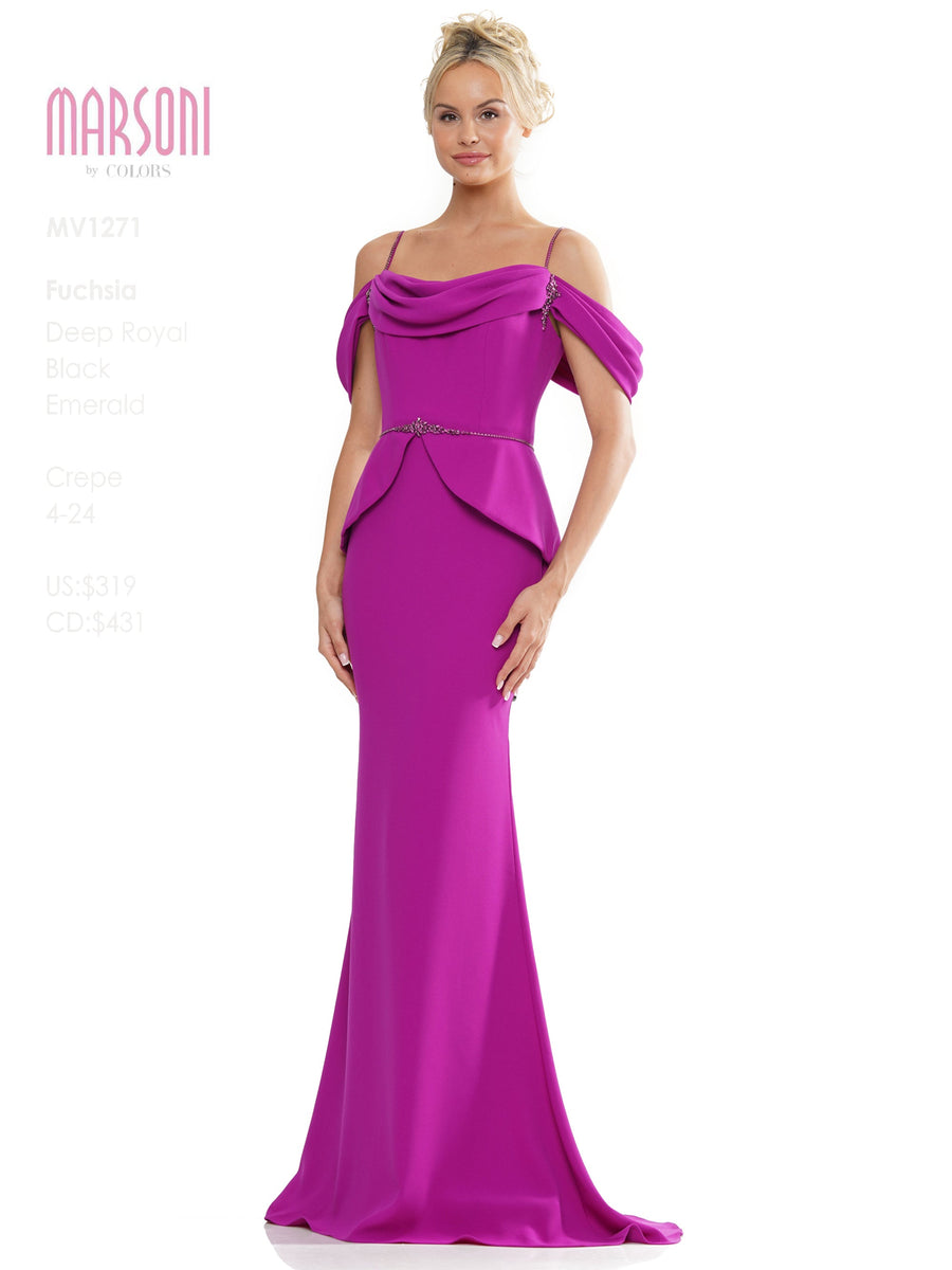 Mother of the Bride Dresses Mother of the Bride Off Shoulder Peplum Sheath Dress Fuchsia