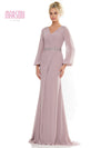 Mother of the Bride Dresses Mother of the Bride Long Sleeve V Neck Chiffon Dress Mauve