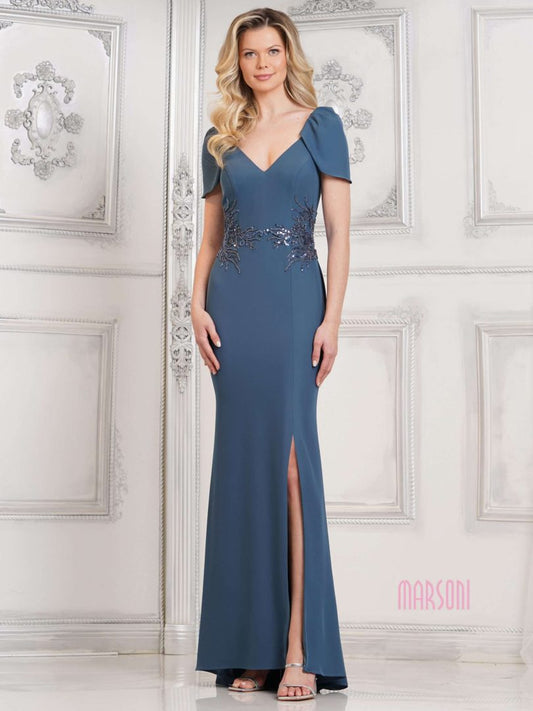 Formal Dresses Long Fitted Formal Slit Evening Dress Teal Blue