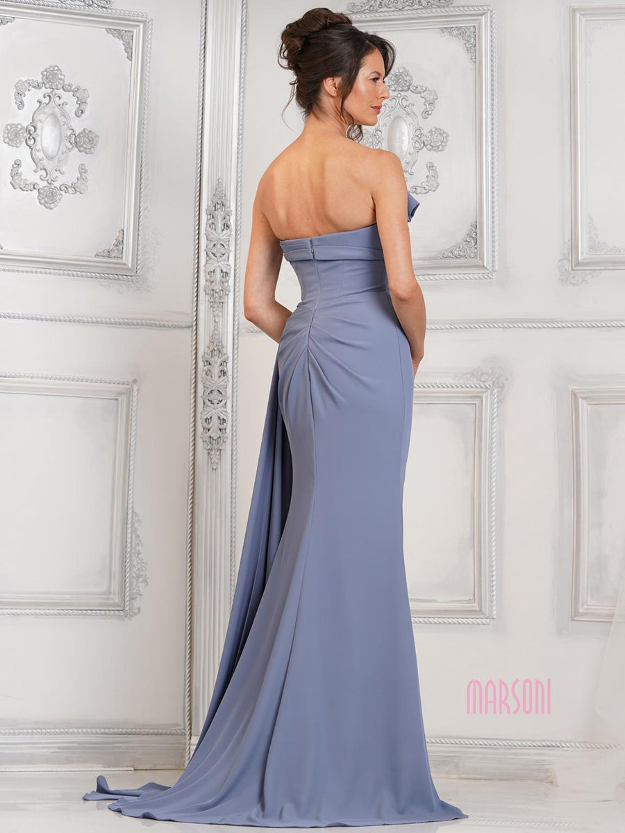 Formal Dresses Long Fitted Formal Prom Beaded Dress Slate Blue