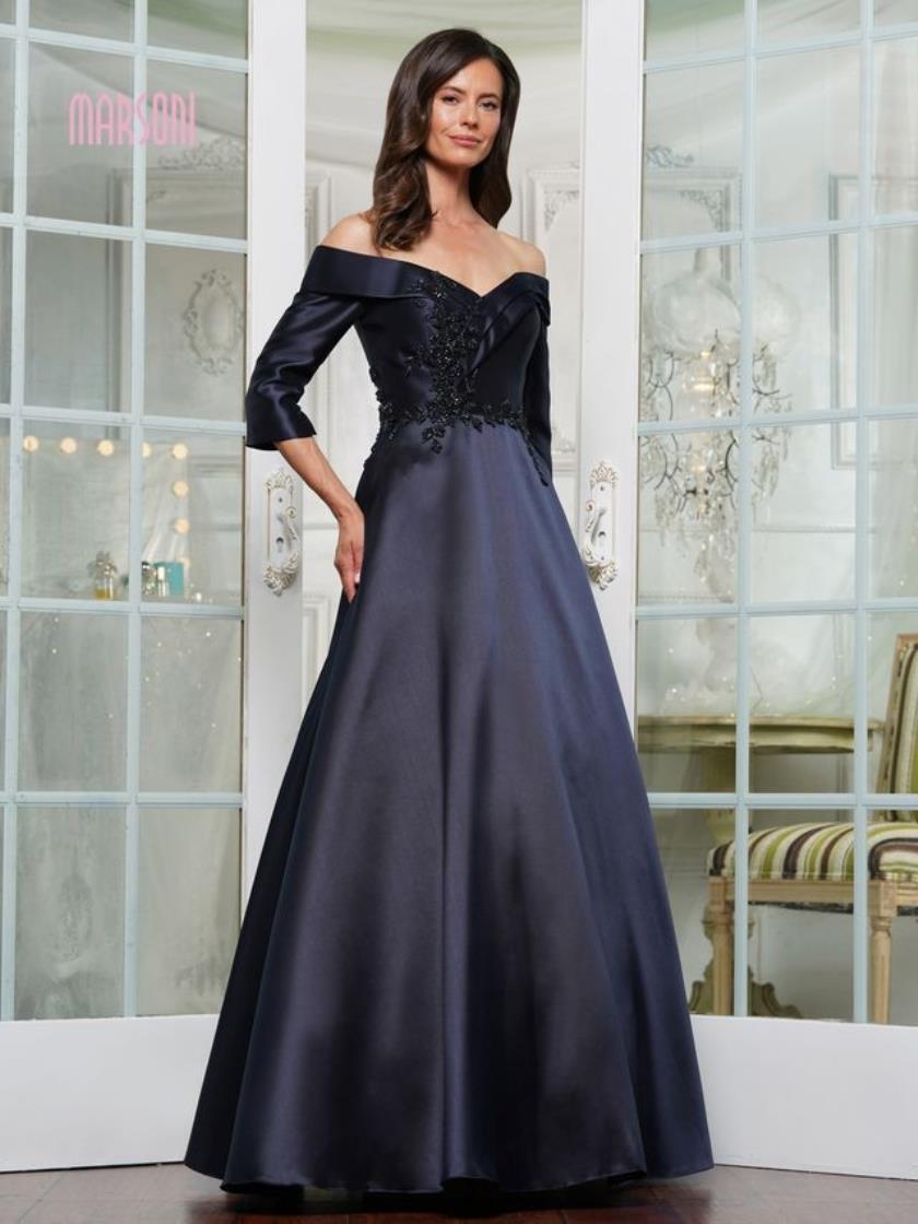 Formal Dresses Fitted Floral Formal Dress Navy
