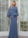 Mother of the Bride Dresses Long Formal Mother of the Bride Cape Dress Slate Blue