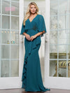 Mother of the Bride Dresses Long Mother of the Bride Formal Cape Dress Deep Green