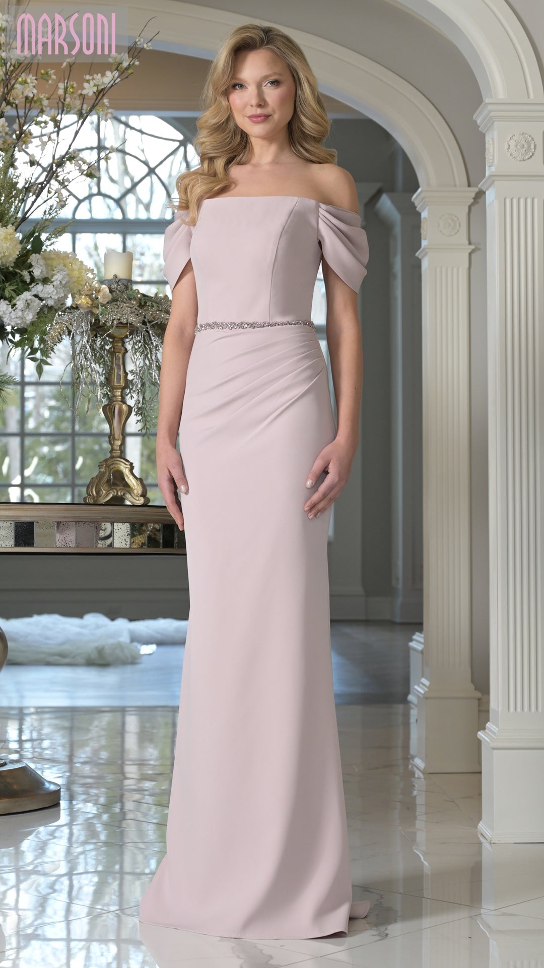 Marsoni MV1352 Fitted Long Formal Beaded Dress  Mauve