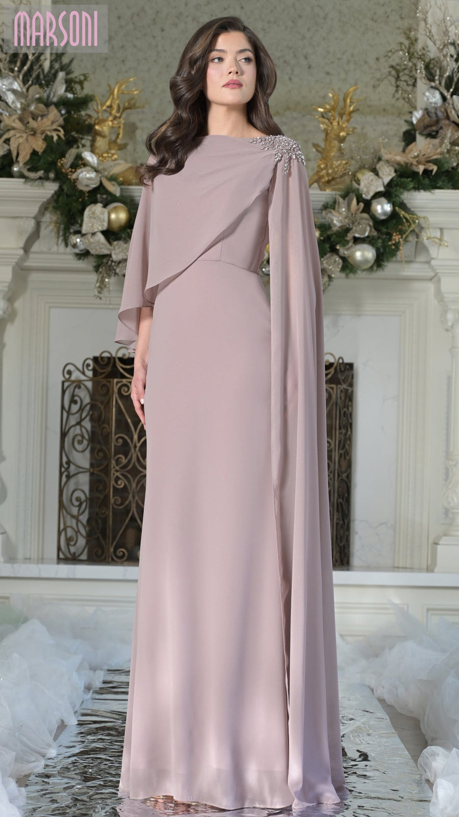 Mother of the Bride Dresses  Long Formal Beaded Mother of the Bride  Dress  Dusty Rose