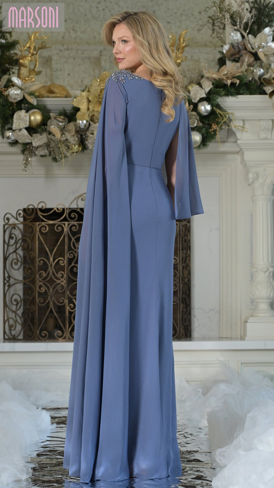 Mother of the Bride Dresses  Long Formal Beaded Mother of the Bride  Dress Slate Blue