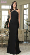 Formal Dresses Long Slit Beaded Formal Evening Dress Black