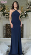 Formal Dresses Long Slit Beaded Formal Evening Dress Navy