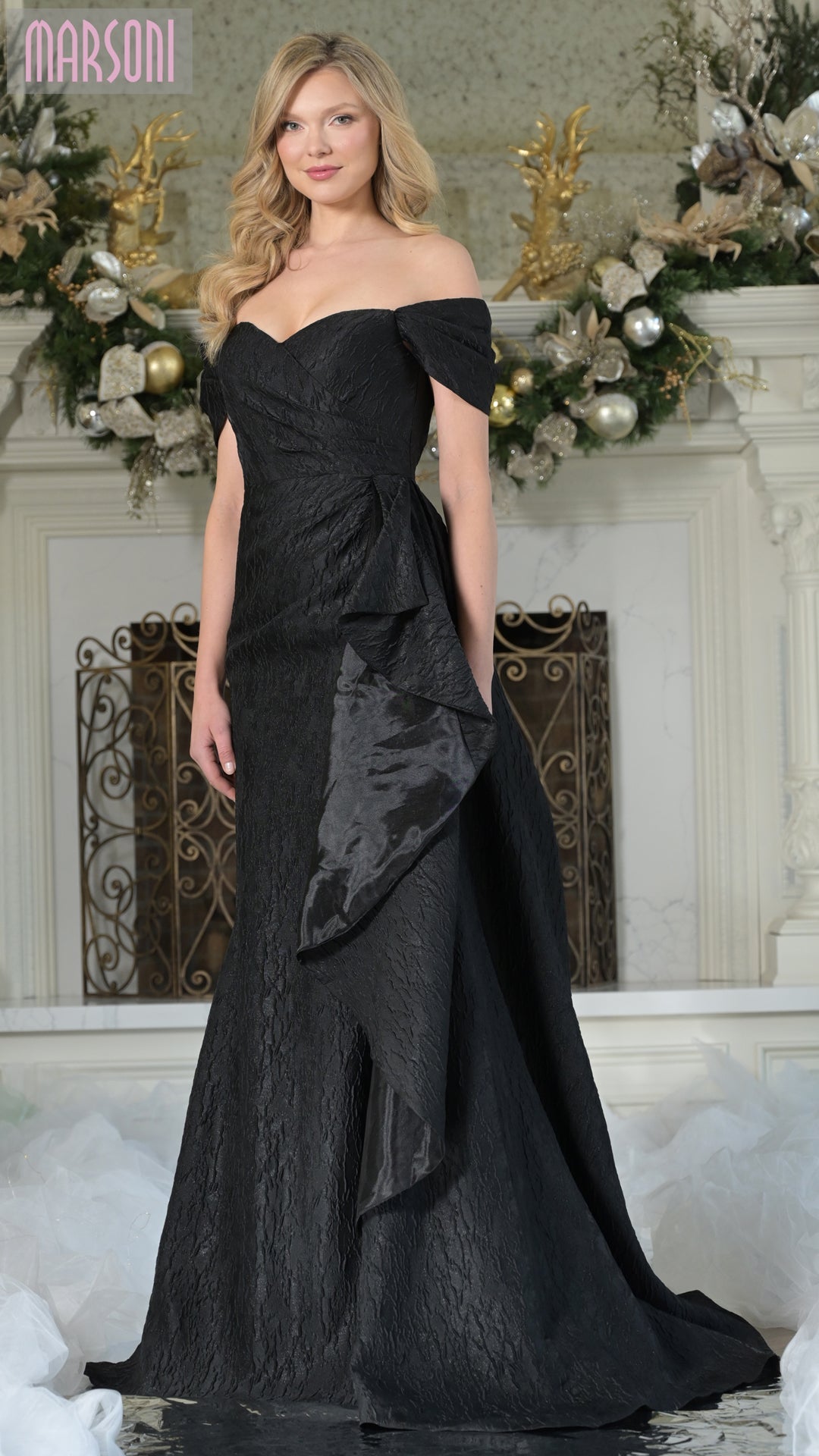 Prom Dresses Long Formal Ruffle Evening Prom Dress Black