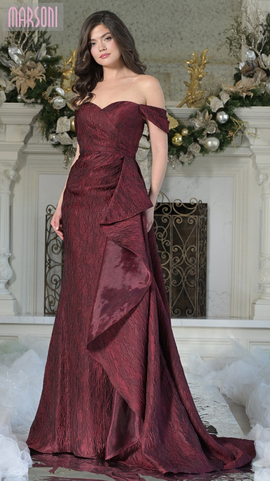 Prom Dresses Long Formal Ruffle Evening Prom Dress Burgundy