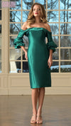 Cocktail Dresses Short Fitted Knee Length Cocktail Dress Emerald