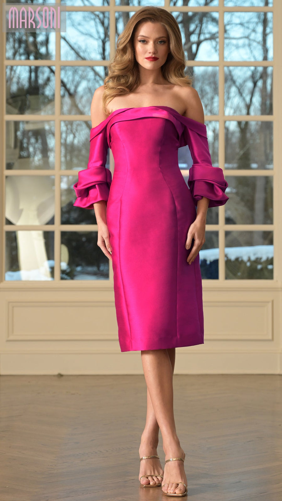 Cocktail Dresses Short Fitted Knee Length Cocktail Dress Fuchsia