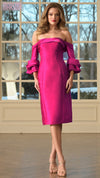 Cocktail Dresses Short Fitted Knee Length Cocktail Dress Fuchsia