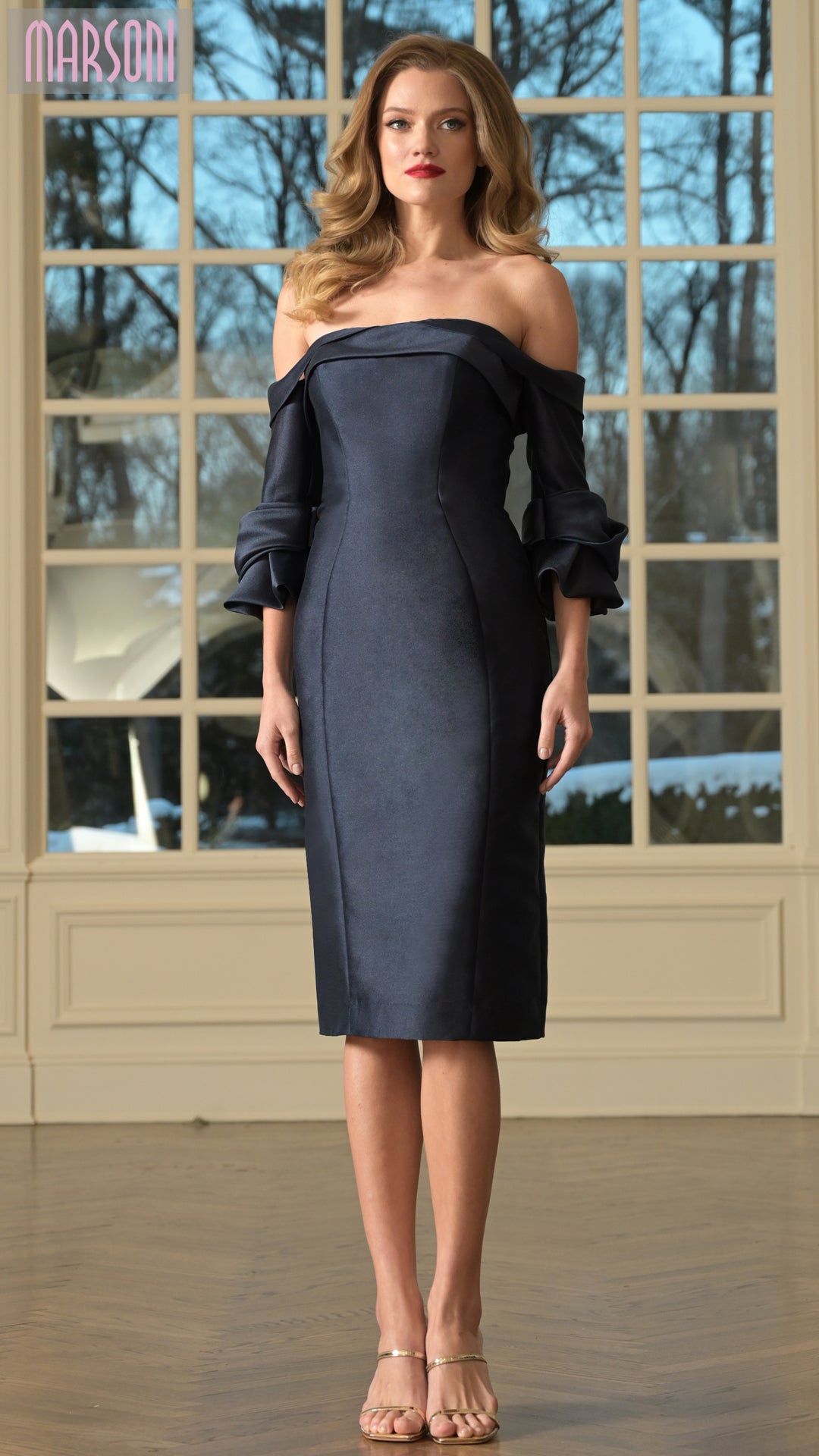 Cocktail Dresses Short Fitted Knee Length Cocktail Dress Navy