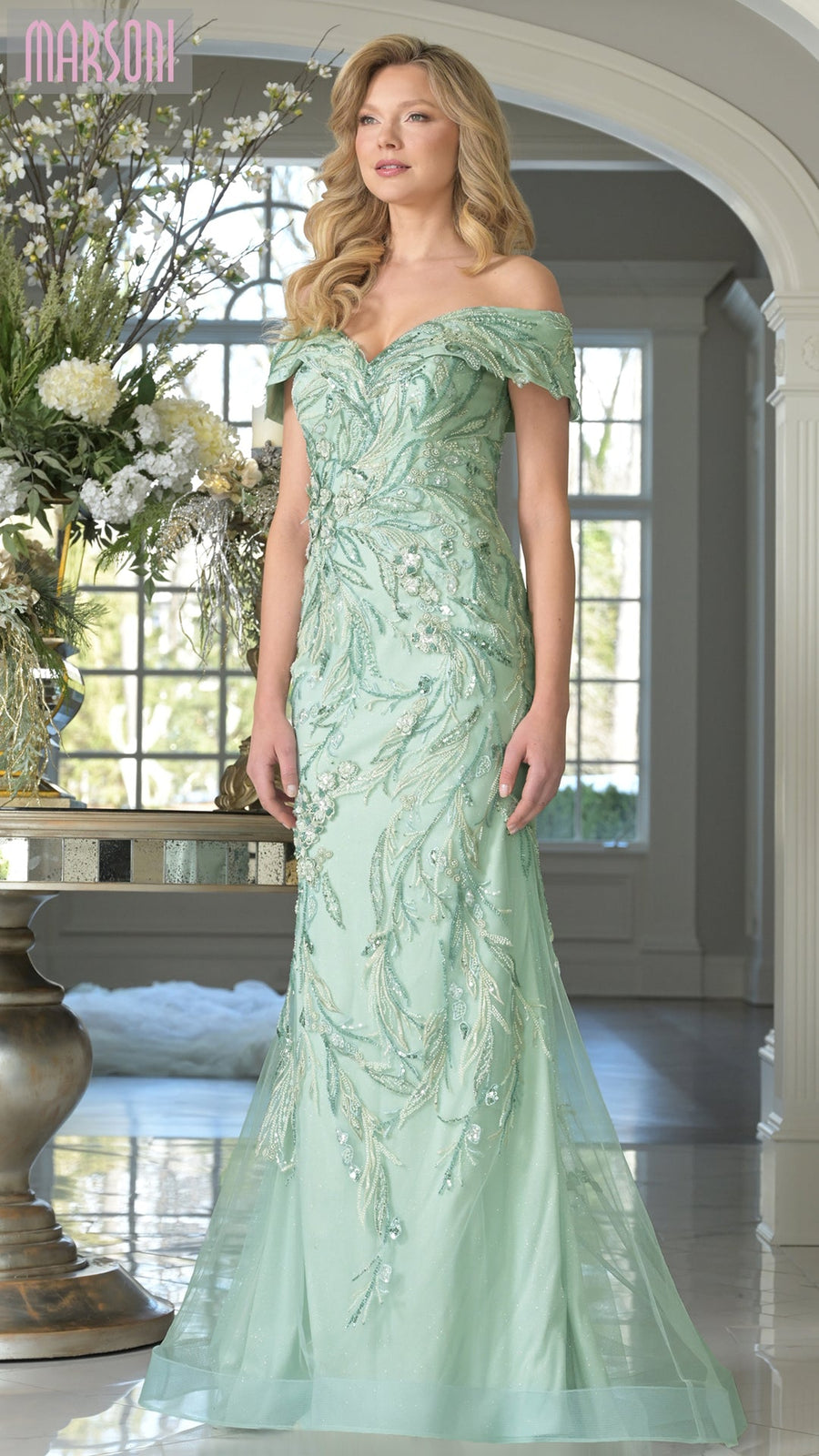 Formal Dresses Beaded Long Formal Mermaid Evening Dress Spearmint