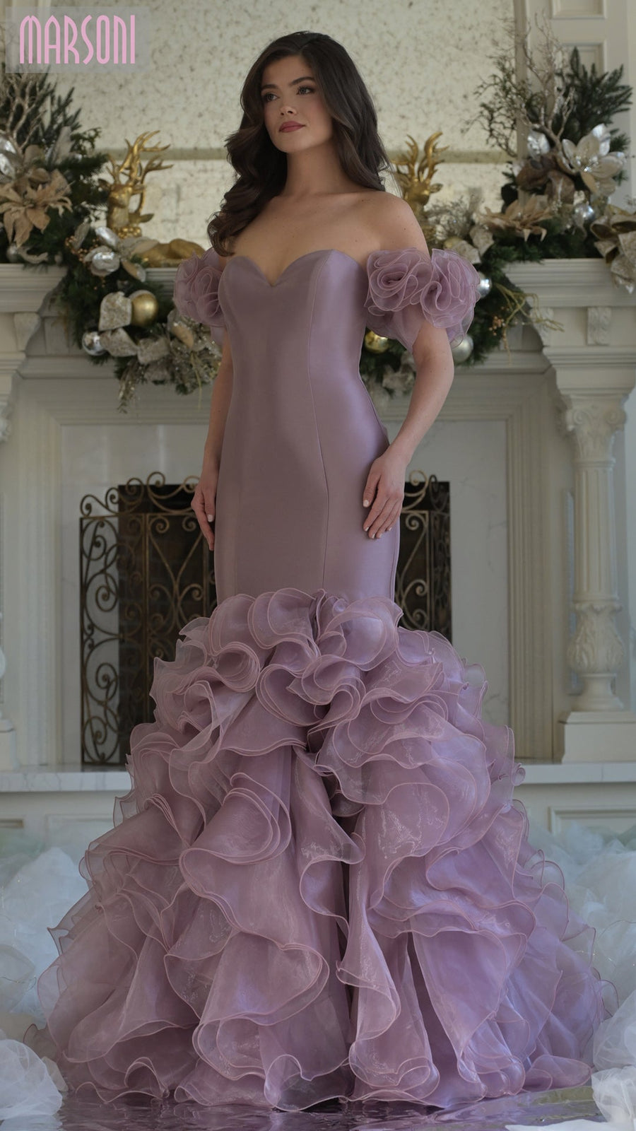 Prom Dresses Long Ruffle Formal Evening Prom Dress Dusty Rose