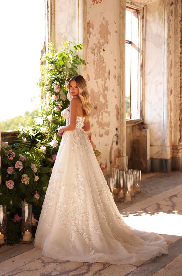 Wedding Dresses Glitter Long A Line Wedding Dress Ivory/Ivory