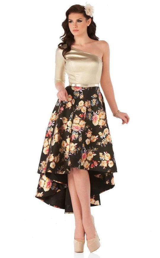 Prom Dresses High Low Fitted Floral Prom Formal Dress Multicolor