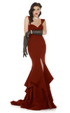 Prom Dresses Long Evening Gown Ruffle Formal Prom Dress  Red