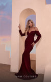 Formal Dresses Long Sleeve Mermaid Fit Formal Evening Dress Burgundy