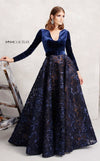 Formal Dresses Long Sleeve Velvet Long Formal A Line Dress Purple