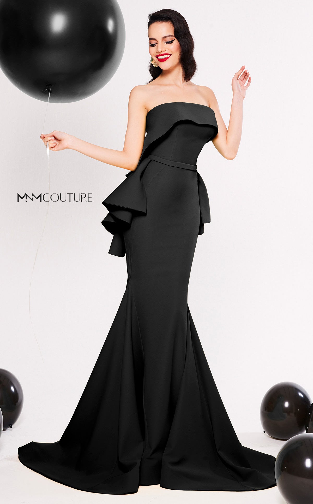 Formal Dresses Long Mermaid Formal Peplum Evening Prom Dress Black