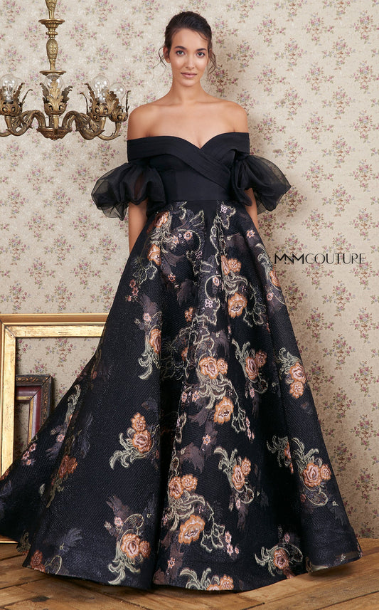 Formal Dresses A Line Long Formal Floral Evening Prom Dress Black