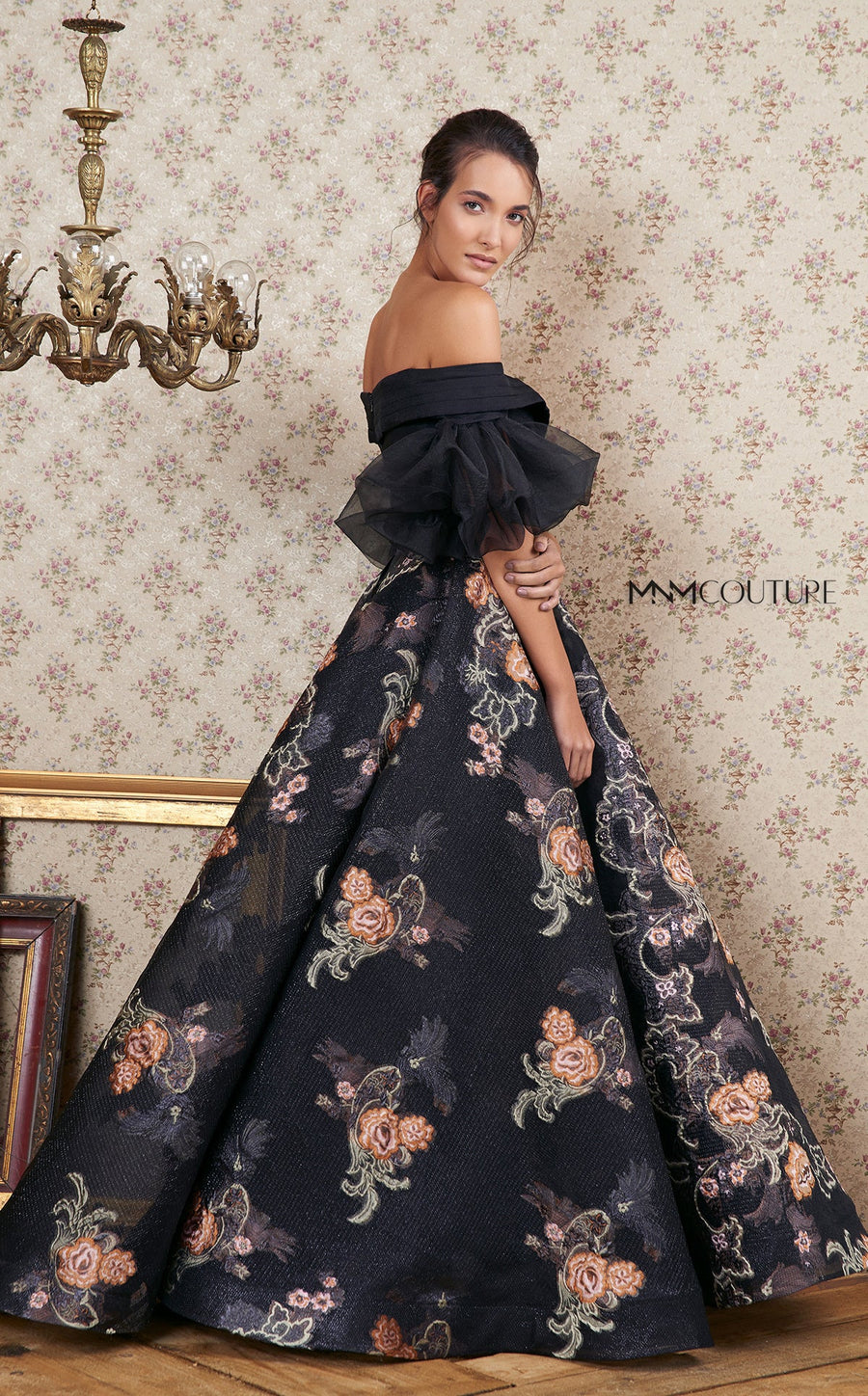 Formal Dresses A Line Long Formal Floral Evening Prom Dress Black