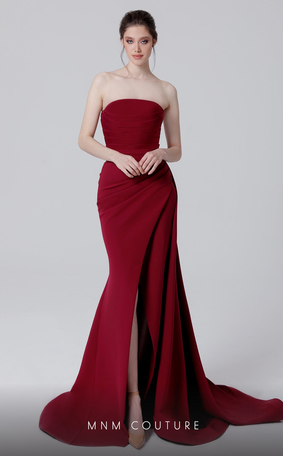 Formal Dresses Long Fitted Formal Evening Slit Mermaid Dress  Cherry
