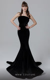 Formal Dresses Fitted Long Formal Pleated Velvet Evening Dress Black