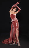 Formal Dresses Long Formal Fitted Velvet Evening Dress Pink