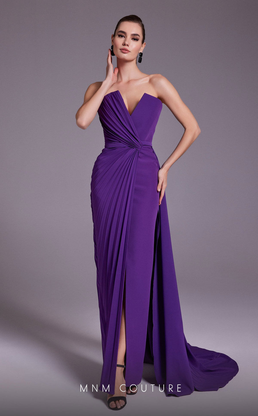 Formal Dresses Pleated Slit Long Formal Dress Purple