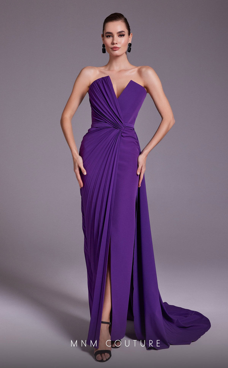 Formal Dresses Pleated Slit Long Formal Dress Purple