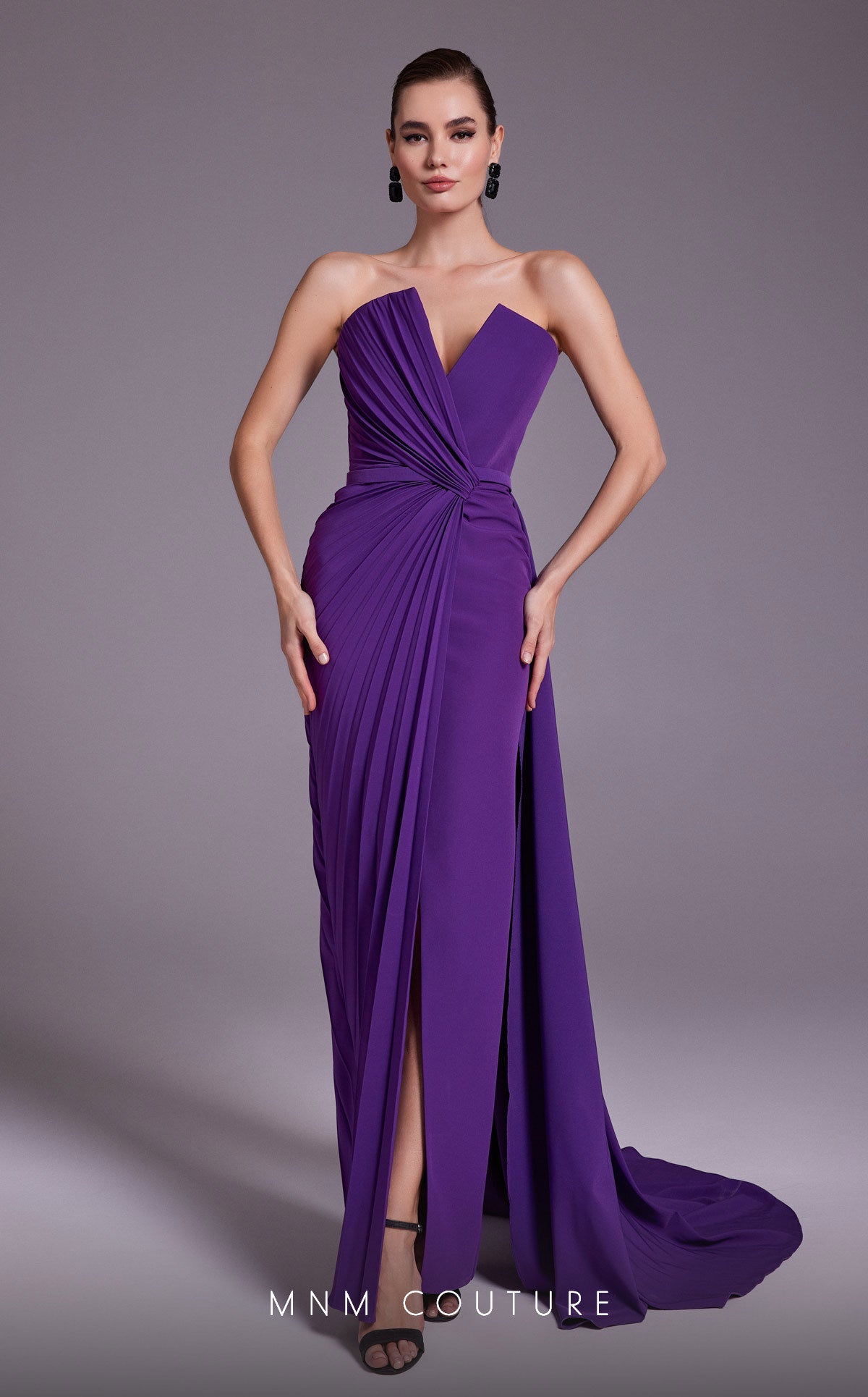 Formal Dresses Pleated Slit Long Formal Dress Purple