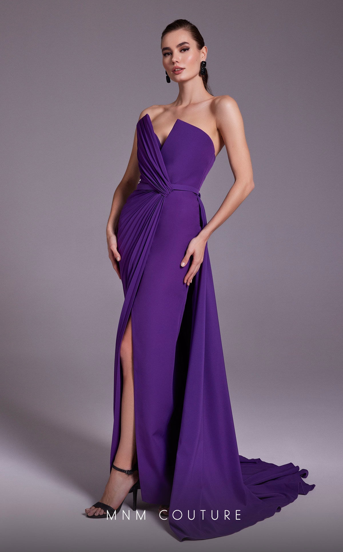 Formal Dresses Pleated Slit Long Formal Dress Purple