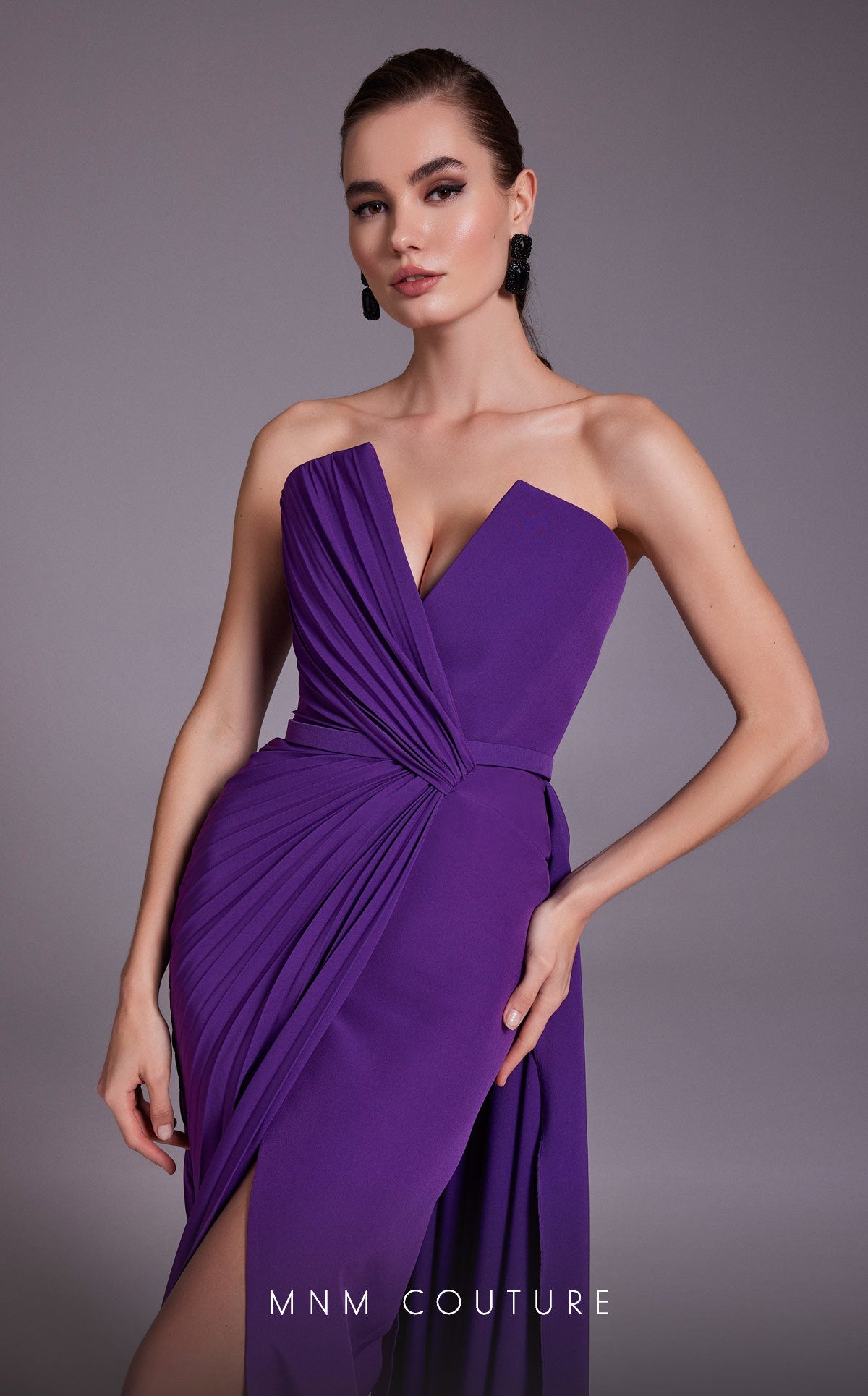 Formal Dresses Pleated Slit Long Formal Dress Purple