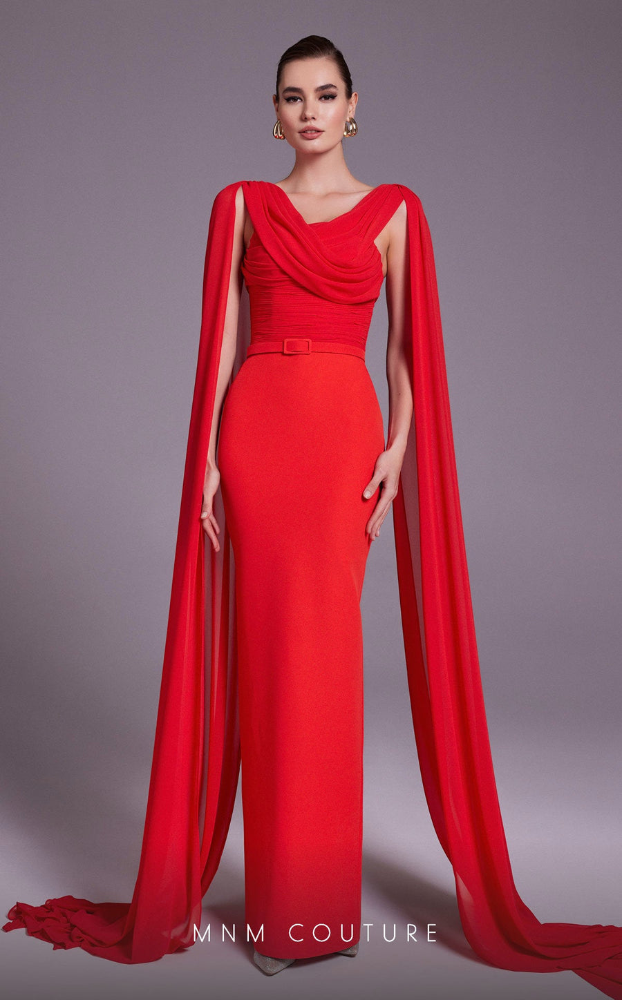 Formal Dresses Fitted Ruched Formal Long Evening Dress Coral